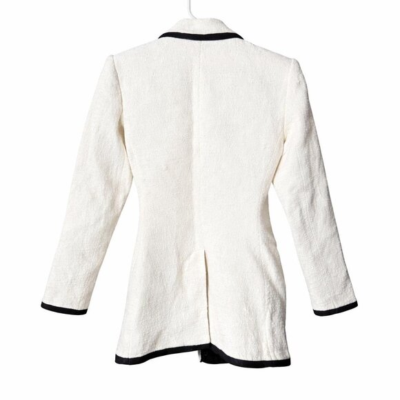 Express Women's White Tweed Double Breasted Button Blazer Size Medium - Picture 7 of 7